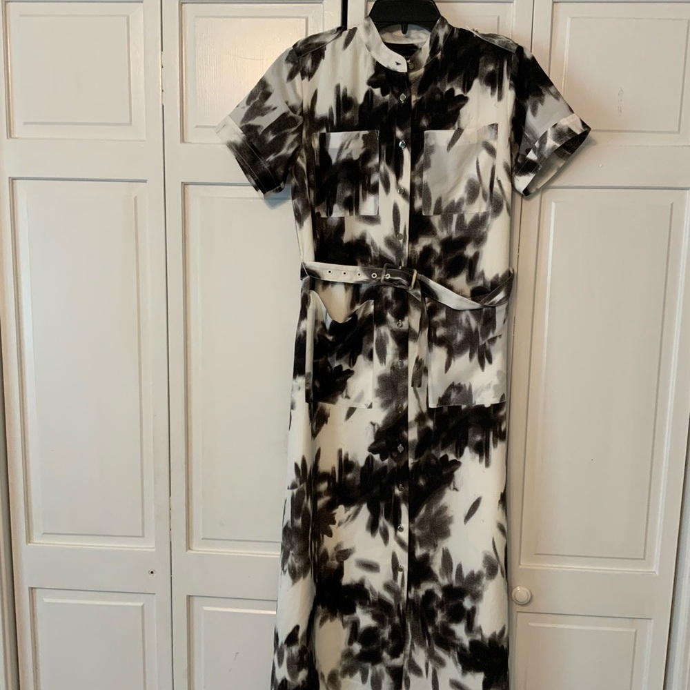 Banana Republic Floral Geo Button-Down Midi Dress with Belt - Size XXS Petite